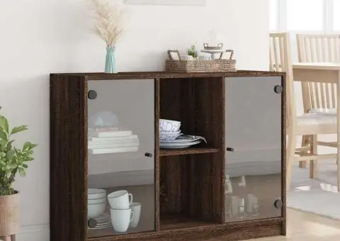 Servantă, stejar maro, 102x37x75,5 cm, lemn prelucrat - 3/5