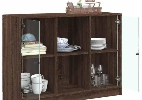 Servantă, stejar maro, 102x37x75,5 cm, lemn prelucrat - 4/5