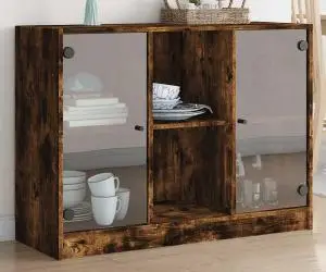 vidaXL Servantă, stejar fumuriu, 102x37x75,5 cm, lemn compozit