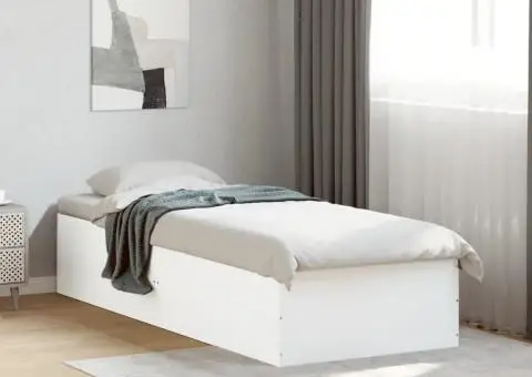 Cadru de pat, alb, 75x190 cm, lemn prelucrat - 1/5