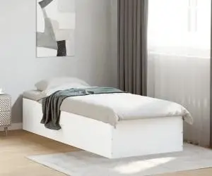 vidaXL Cadru de pat, alb, 75x190 cm, lemn prelucrat