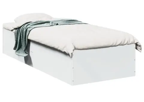 Cadru de pat, alb, 75x190 cm, lemn prelucrat - 2/5