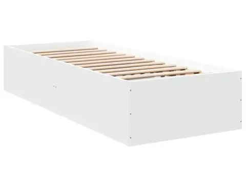Cadru de pat, alb, 75x190 cm, lemn prelucrat - 3/5