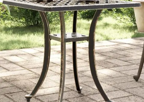 Masă de grădină, bronz, 53x53x53 cm, aluminiu turnat - 1/5