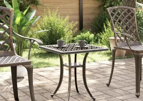 Masă de grădină, bronz, 53x53x53 cm, aluminiu turnat - 3/5