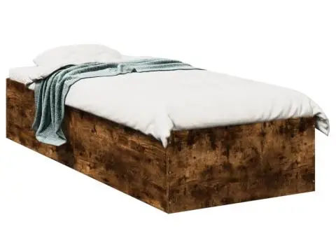 Cadru pat fără saltea, stejar fumuriu 75x190 cm lemn prelucrat - 2/5