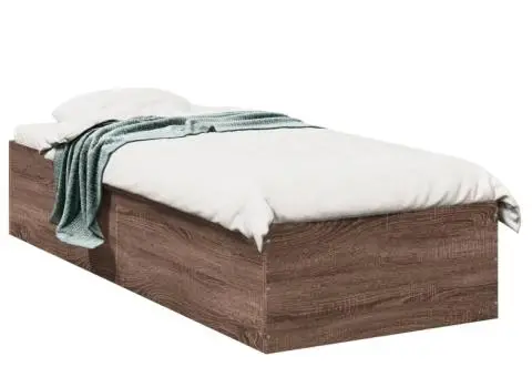 Cadru pat fără saltea, stejar maro 75x190 cm lemn prelucrat - 2/5