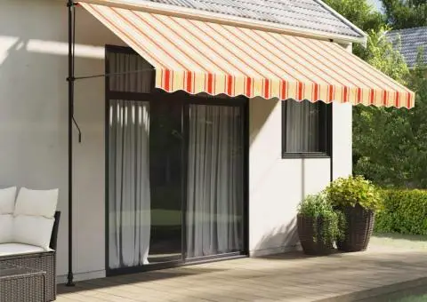 Pânză de rezervă fald copertină, galben și portocaliu 4 m dungi - 1/5