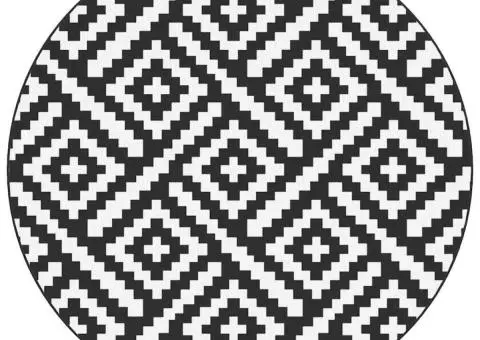 Covor de exterior, ARAKIL alb și negru, Ø200 cm, PP - 2/5