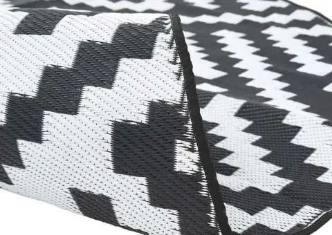 Covor de exterior, ARAKIL alb și negru, Ø200 cm, PP - 4/5