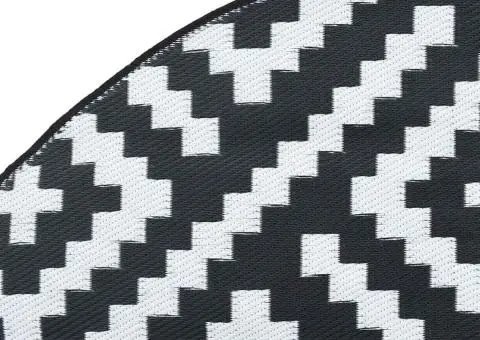 Covor de exterior, ARAKIL alb și negru, Ø200 cm, PP - 5/5