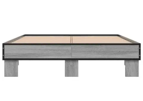 Cadru de pat, gri sonoma, 120x190 cm, lemn prelucrat și metal - 4/5