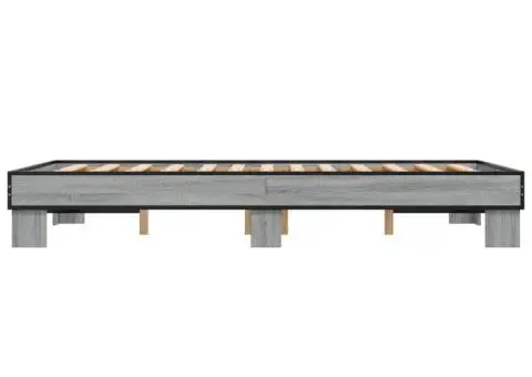 Cadru de pat, gri sonoma, 120x190 cm, lemn prelucrat și metal - 5/5