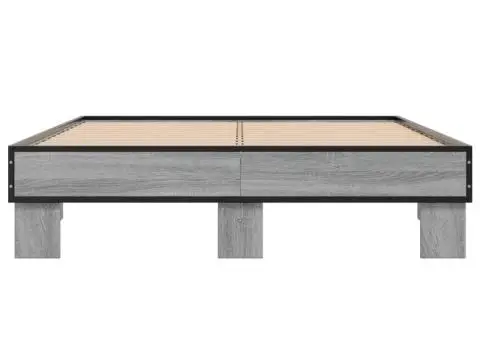 Cadru de pat, gri sonoma, 120x200 cm, lemn prelucrat și metal - 4/5