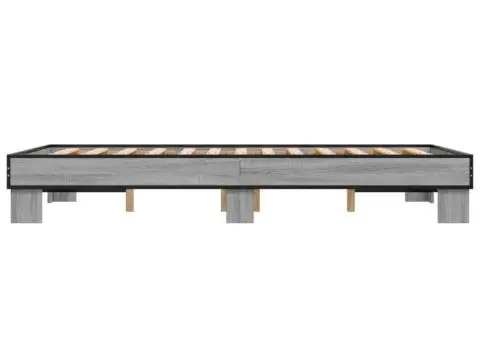 Cadru de pat, gri sonoma, 120x200 cm, lemn prelucrat și metal - 5/5