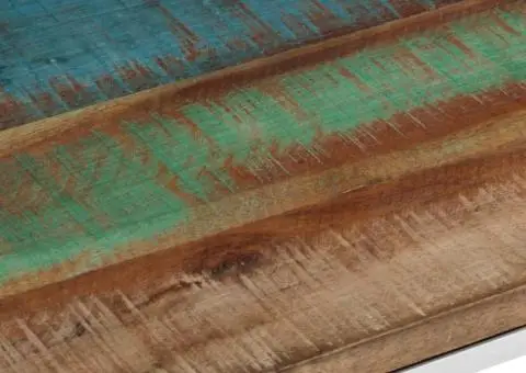 Măsuță consolă, argintiu, oțel inoxidabil/lemn masiv reciclat - 5/5