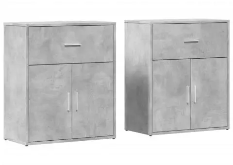 Dulapuri, 2 buc., gri beton, 60x31x70 cm, lemn prelucrat - 2/5