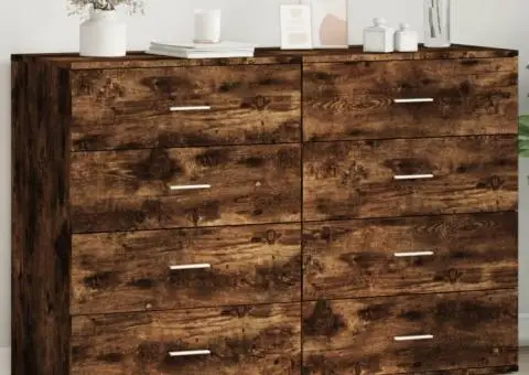 Dulapuri, 2 buc., stejar fumuriu, 60x39x80 cm, lemn prelucrat - 1/5