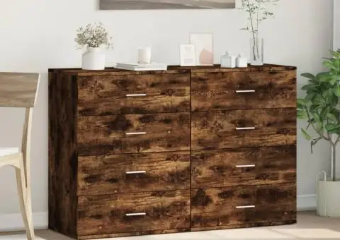 Dulapuri, 2 buc., stejar fumuriu, 60x39x80 cm, lemn prelucrat - 3/5