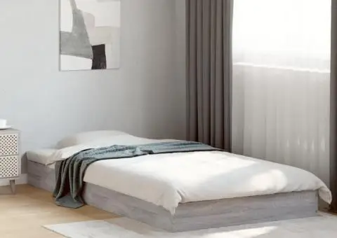 Cadru de pat, gri sonoma, 90x190 cm, lemn prelucrat - 1/5