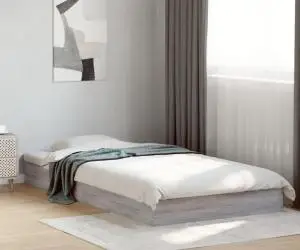 vidaXL Cadru de pat, gri sonoma, 90x190 cm, lemn prelucrat