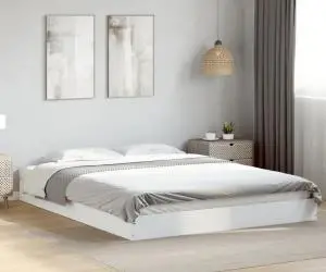 vidaXL Cadru de pat, alb, 150x200 cm, lemn prelucrat
