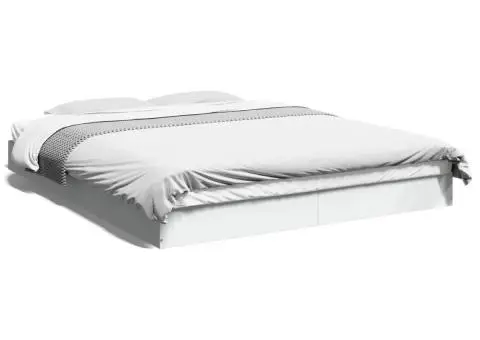 Cadru de pat, alb, 150x200 cm, lemn prelucrat - 2/5