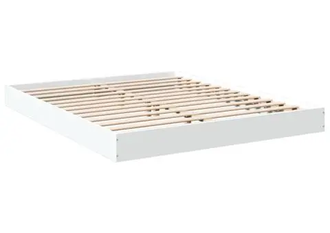 Cadru de pat, alb, 150x200 cm, lemn prelucrat - 3/5