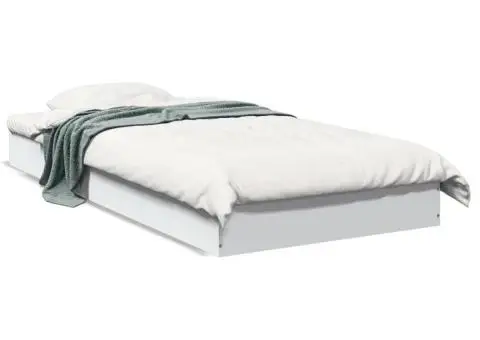 Cadru de pat, alb, 90x200 cm, lemn prelucrat - 2/5