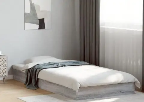 Cadru de pat, gri sonoma, 75x190 cm, lemn prelucrat - 1/5