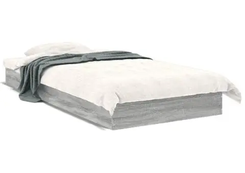 Cadru de pat, gri sonoma, 75x190 cm, lemn prelucrat - 2/5