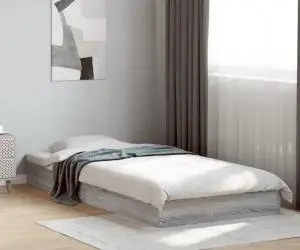 vidaXL Cadru de pat, gri sonoma, 90x200 cm, lemn prelucrat