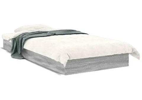 Cadru de pat, gri sonoma, 90x200 cm, lemn prelucrat - 2/5