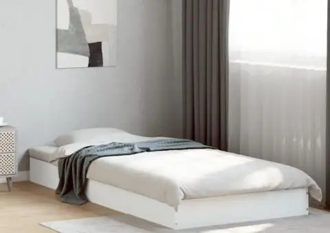 Cadru de pat, alb, 75x190 cm, lemn prelucrat - 1/5