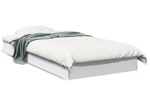 Cadru de pat, alb, 75x190 cm, lemn prelucrat - 2/5