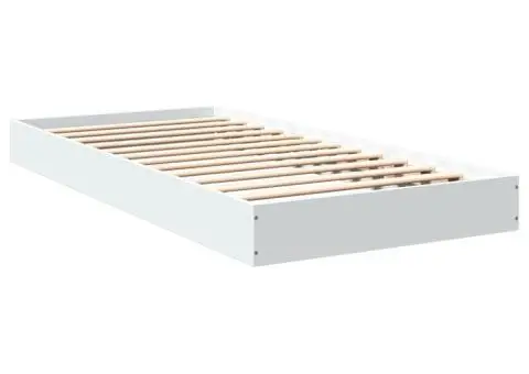 Cadru de pat, alb, 75x190 cm, lemn prelucrat - 3/5