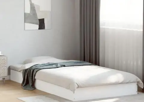 Cadru de pat, alb, 100x200 cm, lemn prelucrat - 1/5