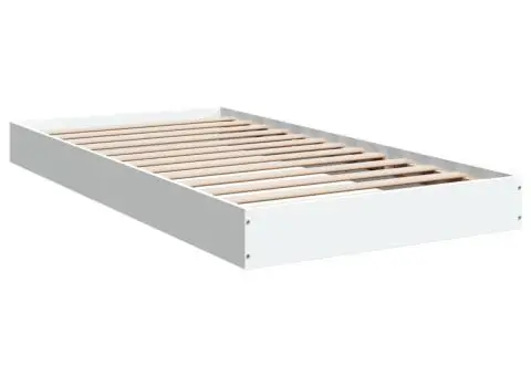 Cadru de pat, alb, 100x200 cm, lemn prelucrat - 3/5