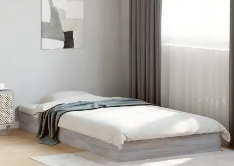 Cadru de pat, gri sonoma, 100x200 cm, lemn prelucrat - 1/5