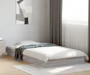 vidaXL Cadru de pat, gri sonoma, 100x200 cm, lemn prelucrat