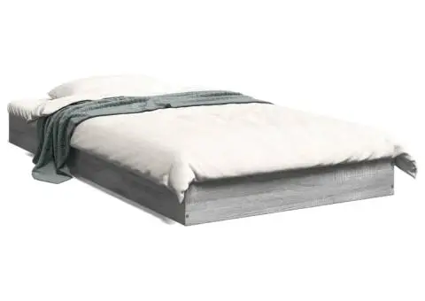 Cadru de pat, gri sonoma, 100x200 cm, lemn prelucrat - 2/5