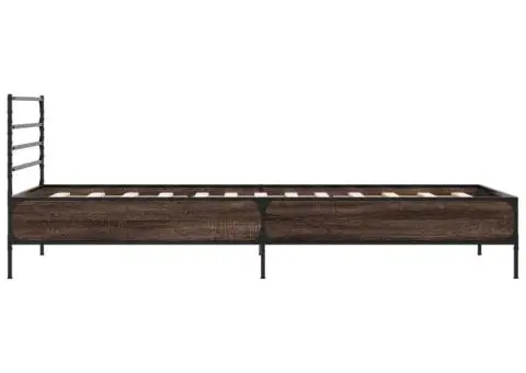 Cadru de pat, stejar maro, 75x190 cm, lemn prelucrat și metal - 5/5