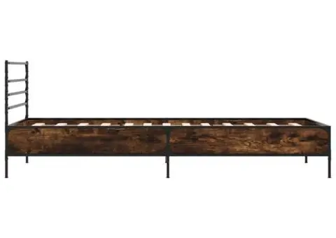 Cadru de pat, stejar fumuriu, 75x190cm, lemn prelucrat și metal - 5/5