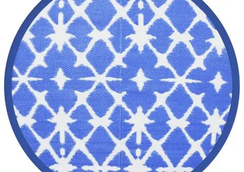 Covor de exterior, ARAKIL albastru și alb, Ø160 cm, PP - 2/5