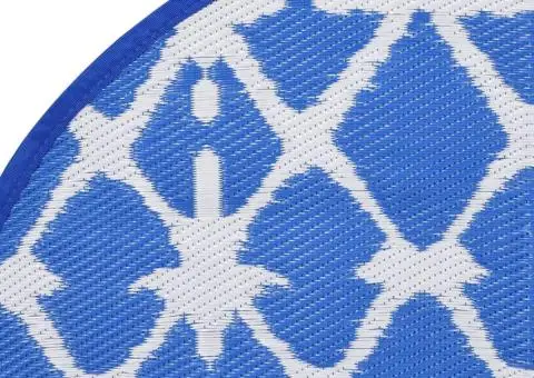 Covor de exterior, ARAKIL albastru și alb, Ø160 cm, PP - 4/5