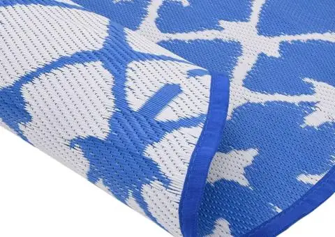 Covor de exterior, ARAKIL albastru și alb, Ø160 cm, PP - 5/5