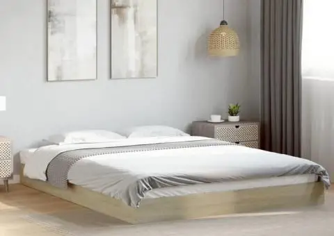 Cadru pat fără saltea stejar sonoma, 160x200 cm, lemn prelucrat - 1/5