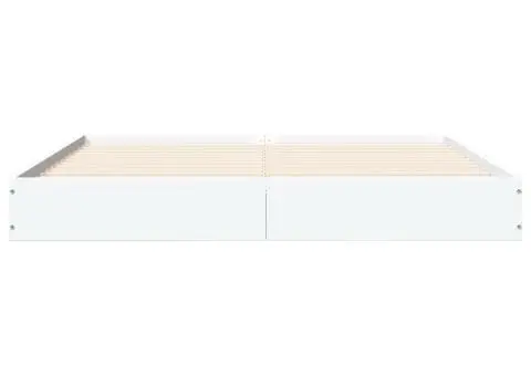 Cadru de pat, alb ,135x190 cm, lemn prelucrat - 4/5