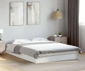 vidaXL Cadru de pat, alb, 140x200 cm, lemn prelucrat