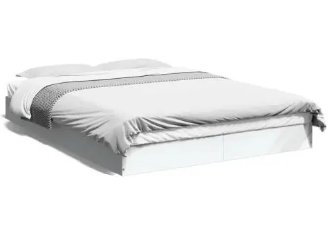 Cadru de pat, alb, 140x200 cm, lemn prelucrat - 2/5